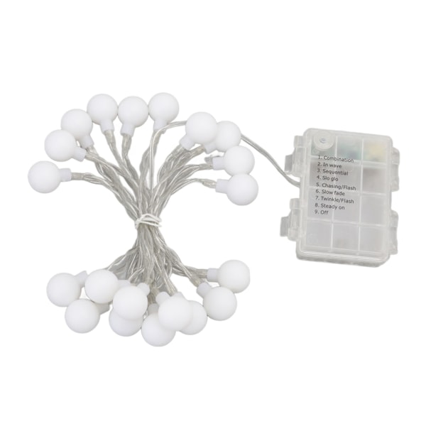 LED-slingljus Runda bollform 8 lägen Timing 20 LED 2M Vattentät Bärbar Dimbar Dekorativa Fe-ljus