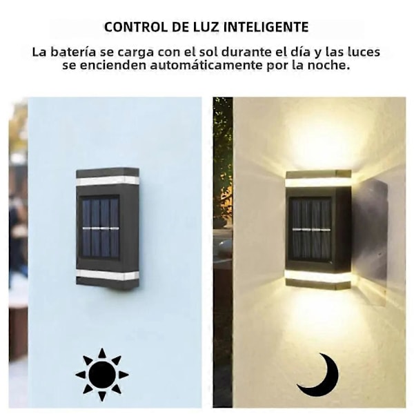 Solar Væglampe Udendørs Vandtæt Op og Ned Lys Have Dekoration Solar Hjem Ekstern Belysning Varmt Lys 2 stk