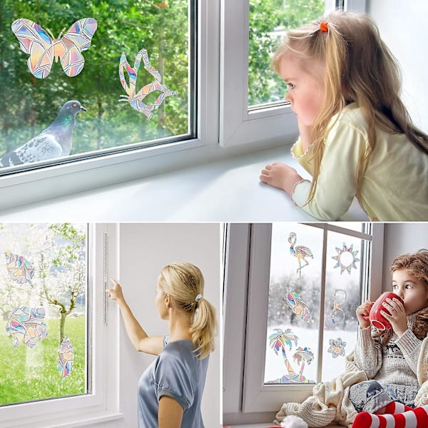 34 stykker sommerfugler og sommerfugler antikollisjonsvindusklistremerker sett for reposisjonerbar solfanger vindbeskyttelse