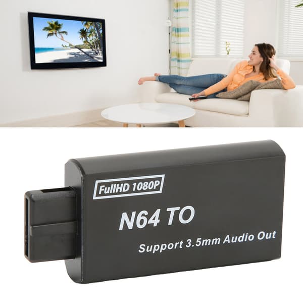 For N64 til HD Multimedia Interface-konverter 1080p Støtte PAL NTSC Videospilladapter med 3,5 mm grensesnitt