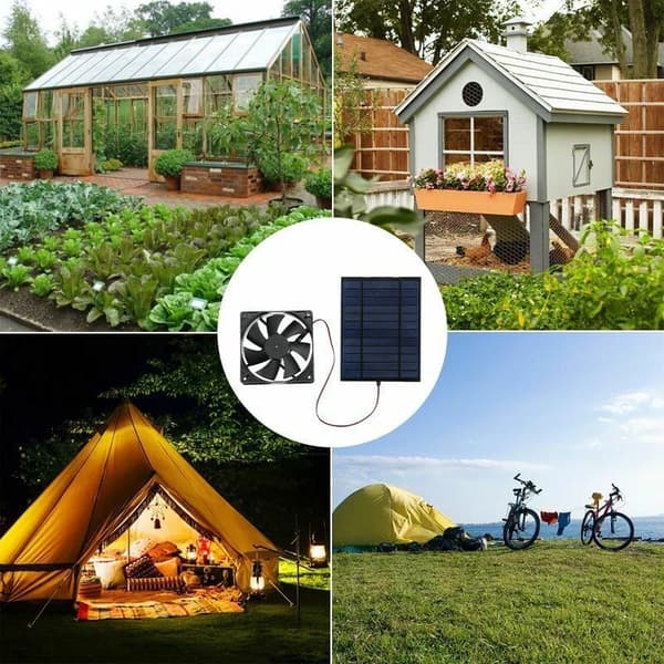 20W 6-tums Mini Solpanel Driven Fläkt DIY Uppladdningsbar Bärbar Solpanel Avgasfläkt...DEBUNS