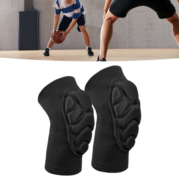 Knäskydd Polyesterfiber Hög Elasticitet Andningsbart Antikollisionsskyddande Knäskydd för Basketsporter Svart