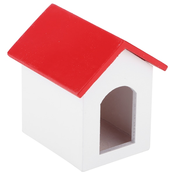 1:12 Dockhus Trähundhus Simulerad Miniatyr Kennelmodell Lekleksakstillbehör Rött Tak Vit Vägg Kennel