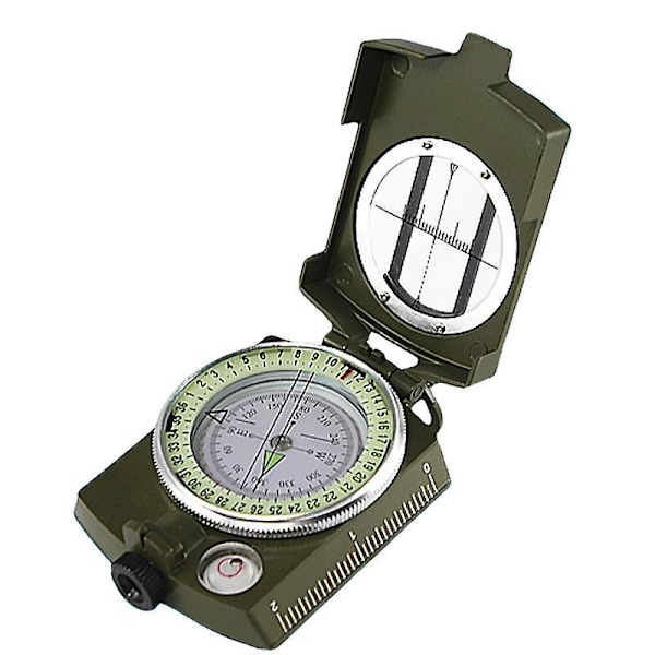 Monitoiminen ammattimainen metallinen kannettava sotilaallinen suunnistuskompassi retkeilyyn, telttailuun, matkustamiseen, tutkimiseen, armeijan vihreä, 8,5 * 6,3 * 3 cm