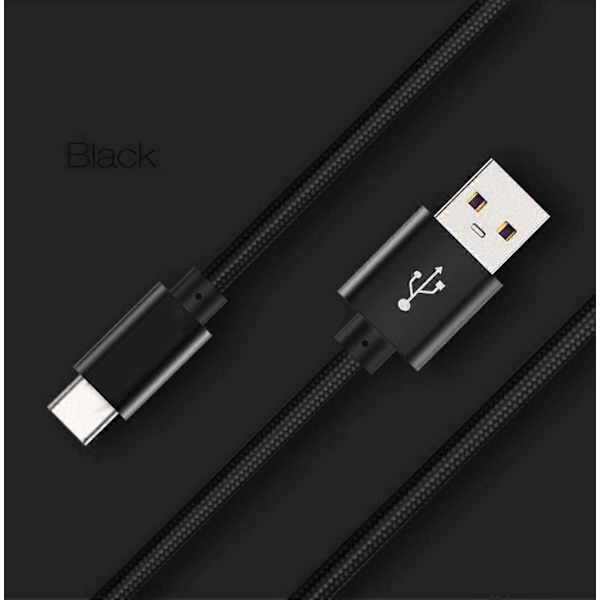 2 st USB C-kabel Typ C Snabbladdningskabel för Samsung Galaxy A12 / A32 / A42 / A52 / A72 Nylonflätad Android-telefonladdare Sladd Synkroniseringskabel (1m