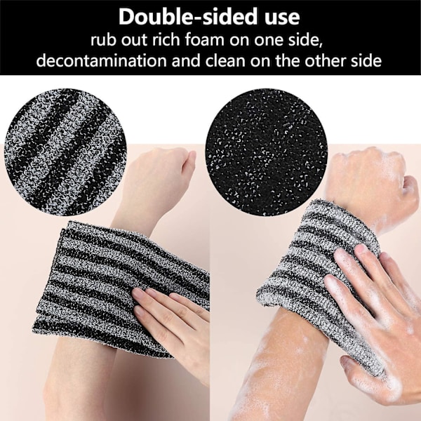 Magisk ryggskrubb för dusch, lång exfolierande badhandduk, 39,37x9,84 tum
