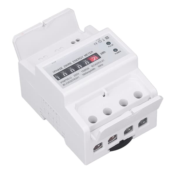 DC220V Enfaset Energimåler Digital Display 4P 35mm Skinne Montering Elektricitet Strømmåler