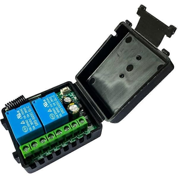 2-kanals RF-relémottaker med 433 MHz RF-fjernkontroll, 6-30 V DC
