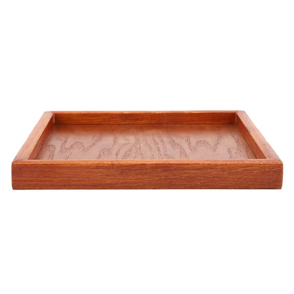 Fyrkantig tebricka i massivt trä, kaffe, sushisnacks, serveringsfat för kaférestaurang (18*18cm)