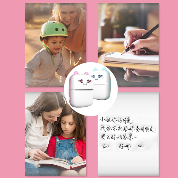 Mini Instant Printer Cartoon Ingen bläck Termisk utskrift Kamera Bluetooth Trådlös Lär dig Skrivare för pojkar Flickor Studenter Födelsedag