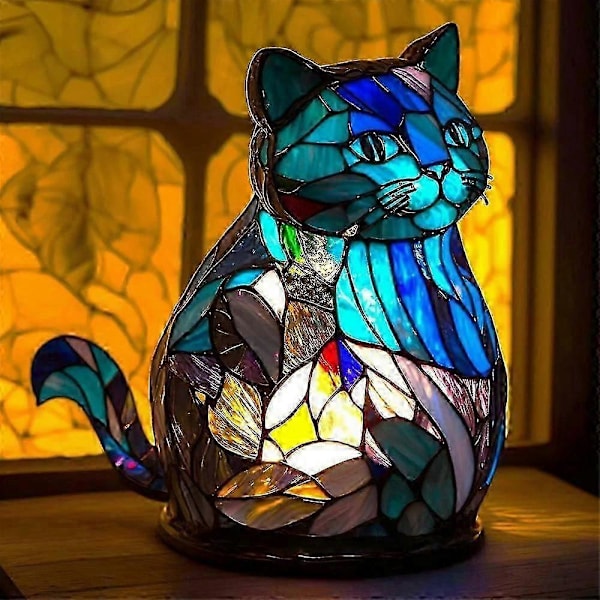 Dyrebordslampe Serie Farget Glass Nattlampe Retro Skrivebordslamper katter