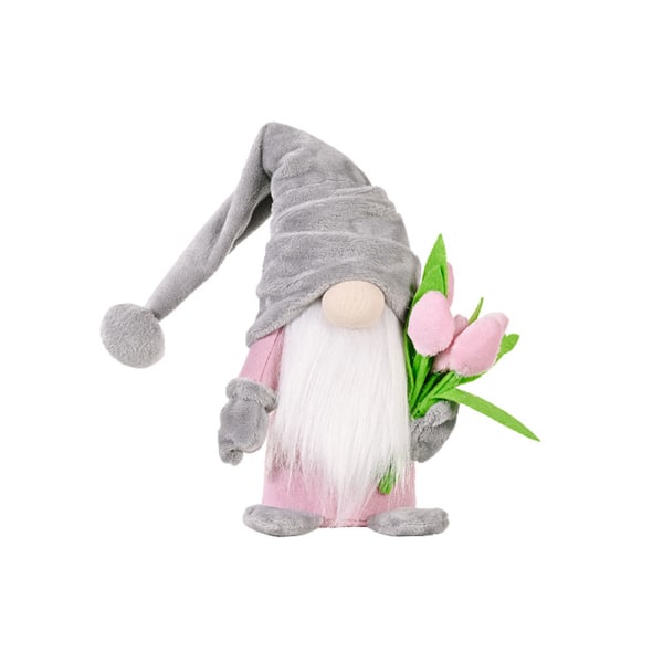 Äitienpäivän gnome kasvoton nukke pehmo tonttu kääpiö nukke askartelukoristeen lahja tulppaanikimpulla äidin kotiin