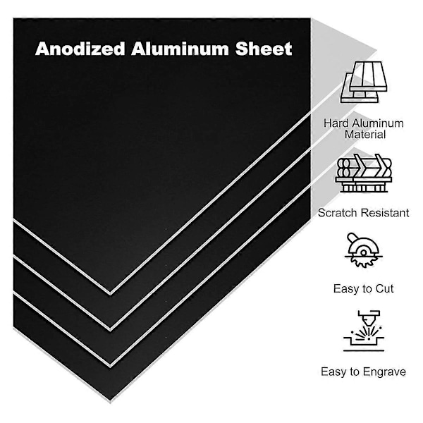 12x6x1/16 tum Anodiserad Aluminiumplåt, 1,6 mm tjocka graveringsämnen