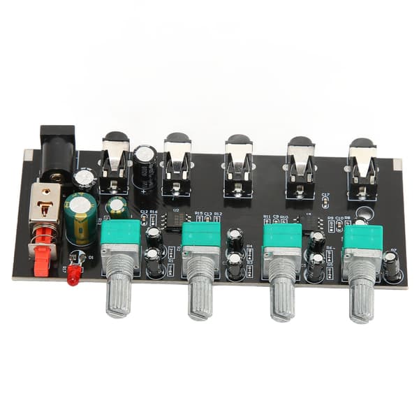 4-vägs stereomixerbräda 4 in 1 ut justerbar volym DIY ljudkälla efterklangs drivrutin hörlursförstärkare mixer