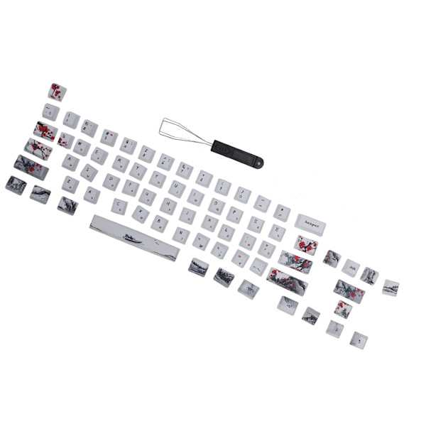 Keycaps PBT 5-sidet sublimering 71 taster tastaturhætter til mekaniske optiske tastaturer (engelsk russisk)