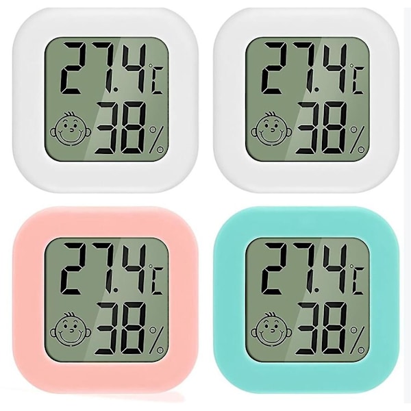 Mini LCD Digital Inomhus Termometer Hygrometer 4-pack Thermo Hygrometer Bärbar Hög Noggrannhet Komfortdisplay för Vardagsrum Lager Babyrum