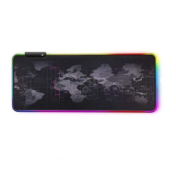 Sort 80x30cm gaming musemåtte med LED-lys