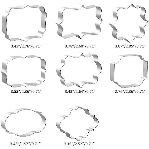 8 Stk. Kageudstikkere Kiksudstikkere i Rustfrit Stål Cookie Cutters Bageform til Kiks Kager