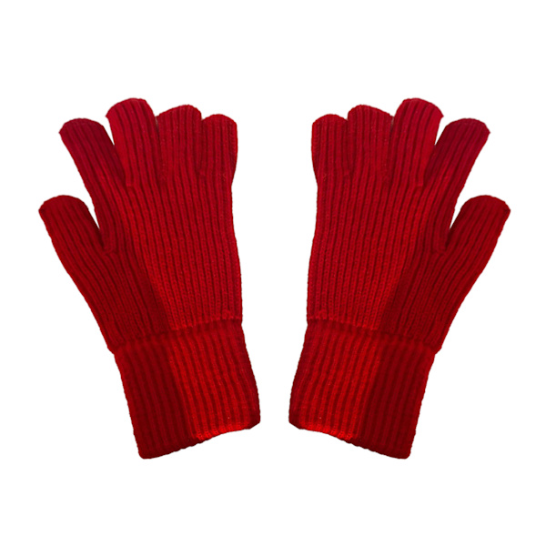 Vinterhandsker 2 Finger Eksponeret Design Akryl Fleece Ren Farve Lange Vinterstrikkede Handsker til Udendørs Indendørs Rød