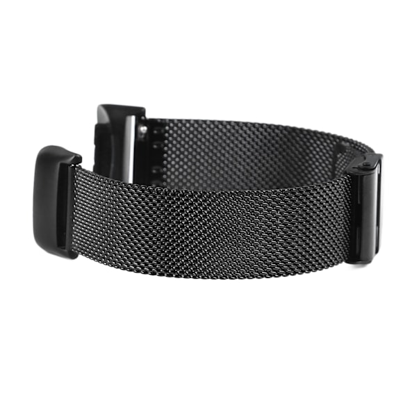 Ur Metal Mesh Band Smartwatch Justerbar Rustfrit Stålarmbånd Udskiftningsrem til Fitbit Sort