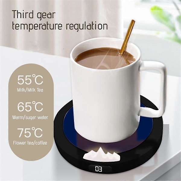 Smarta kaffemugsvärmare 10W Snabb Uppvärmning-Svart