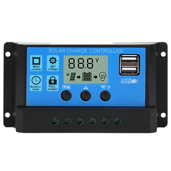 40A Blå Regulator Automatisk PWM LCD Ladekontroller PV Systemtilkobling med Dobbel USB-utgang