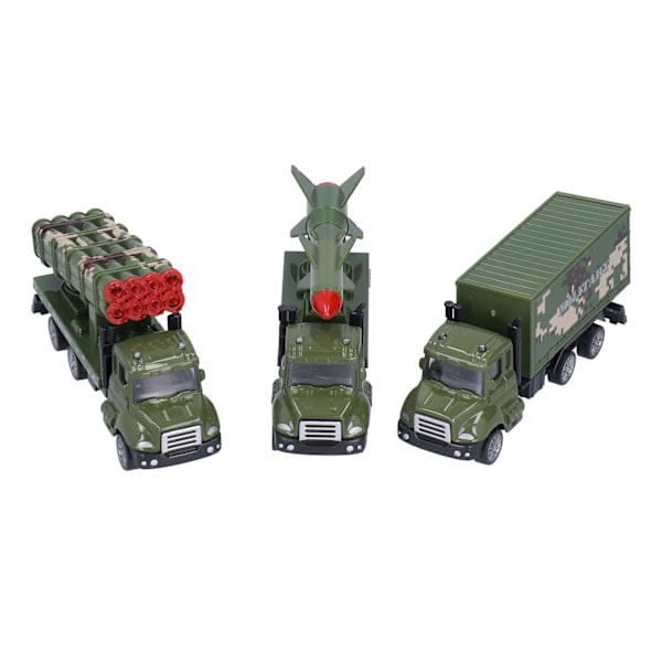 3 kappaletta 1:50 Diecast sotilasleluajoneuvoa Metallilejeeriminen Armeijan lelut Malli lapsille Pojille Taaperoille Vetää takaisin Sotilasautot