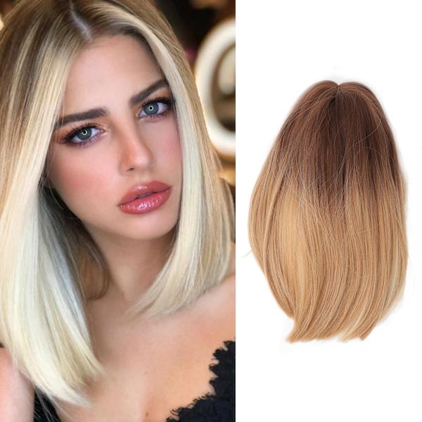 Rak peruk Axellängd Gradvis blandad färg Highlight Bob Wig Kort falskt hår för kvinnor Daglig användning