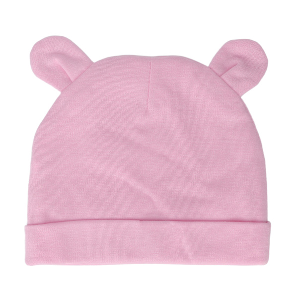 Nyfödd mössa Bomull Hög elasticitet Mjuk hudvänlig Lätt Andas Varm Rosa Söt Björnöra Cap Baby