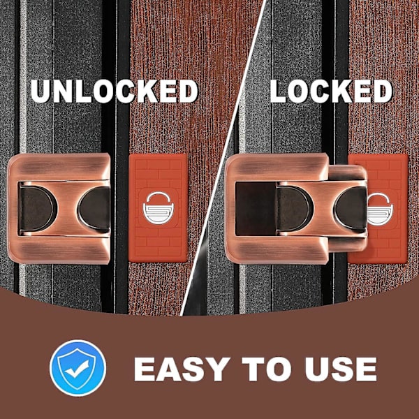 Hem Säkerhetsdörr Förstärkningslås (2-pack) - Barnsäkerhet & Sekretesskydd - Enkel installation - Inåtgående dörr