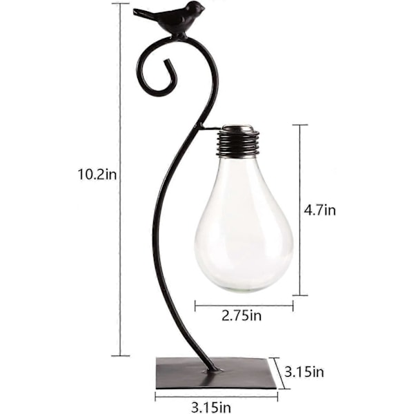 2-pack Glasvas Hydroponisk Vas, Bordsplanteringsvas Hängande med Hållare för Hydroponiska Växter Hemmakontor Skrivbord Bröllopsdekoration, C