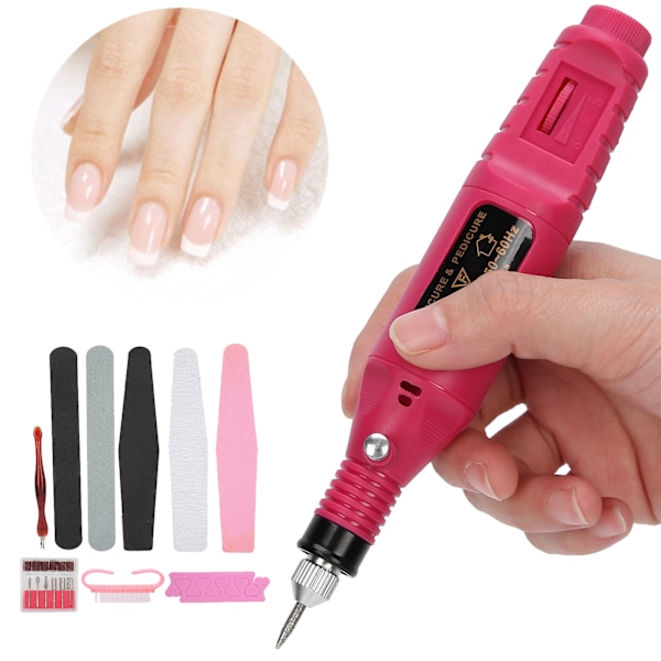 USB Nagelborrpenna Tåseparator Nagelfil Dammborste Nagelbandstrimmer Set