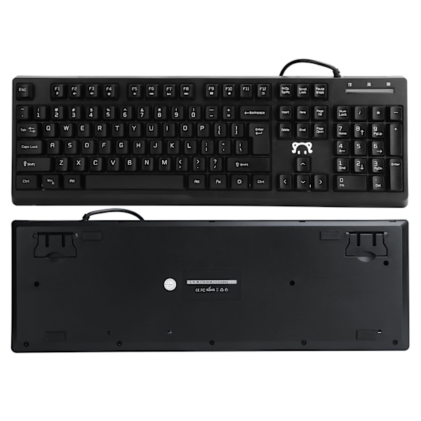 104-tasters tastatur med kabel, RGB-baggrundsbelyst, til kontor, erhverv, hjem og e-sport, STK090, sort