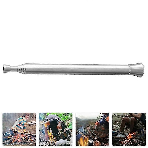 1st Camping Blåsrör Teleskopiskt Eldverktyg Portabelt Blåsrör (silver)