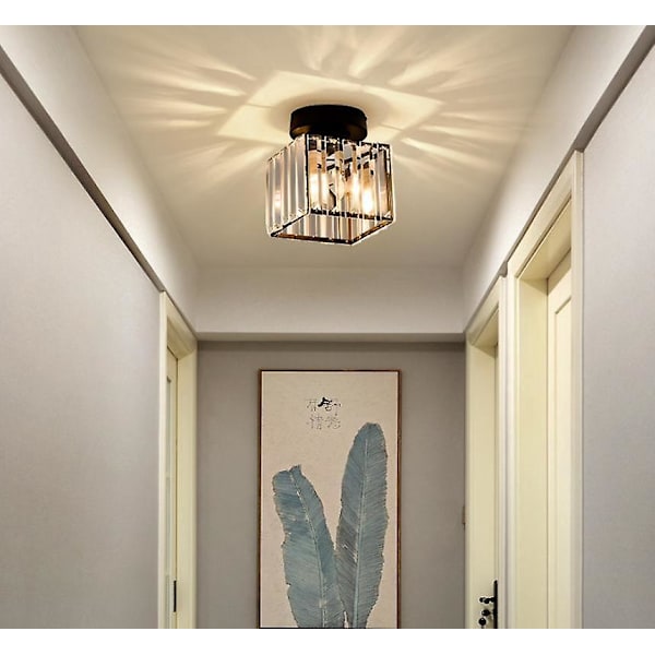 Svart fyrkantig Modern LED-kristall taklampsskärm