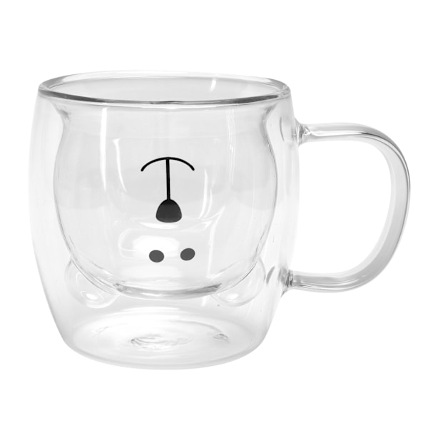 250 ml bjørneformet glasskopp dobbeltvegget vann te kaffe melkemugg med håndtak for hjemmetTransparent