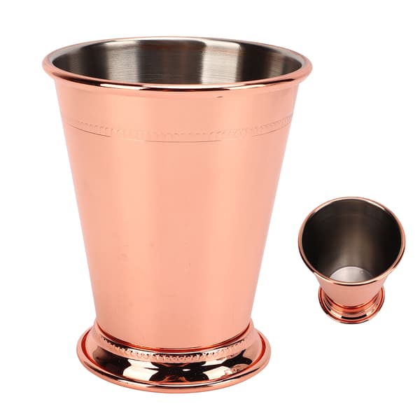 Julep Cup Rustfritt Stål Elegant Retro Høy Stabilitet Perlet Mint Julep Cup for Hjem Rose Gull