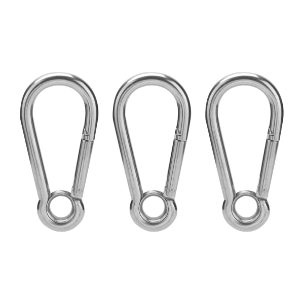 3 stk trykkkrok i rustfritt stål fjærkarabinkrok med ring sikkerhetstau tilbehørM11(11mm)