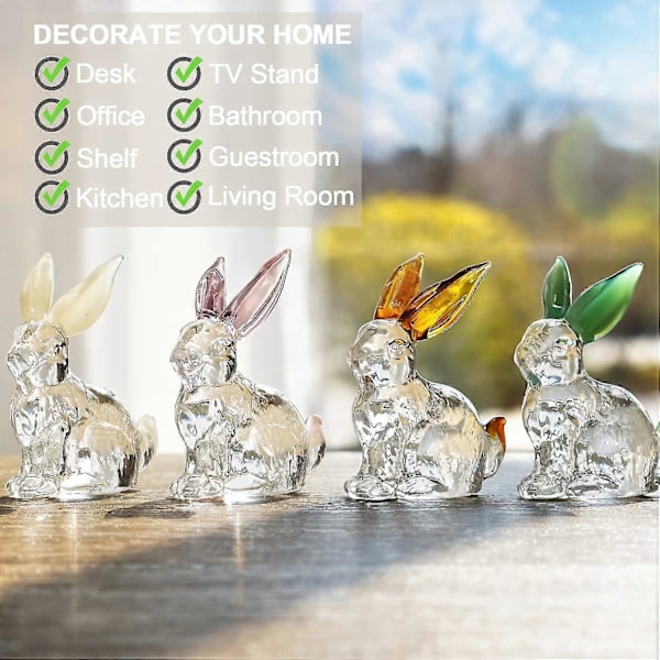 Påsk Kristall Kanin Figurer, Vår Påsk Kanin Staty, Glas Djur Ornament Bordsdekoration Heminredning