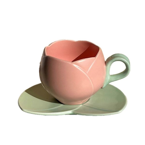 300 ml blomsterformet tulipankop Tekop Underkop Keramisk drikkekop, A
