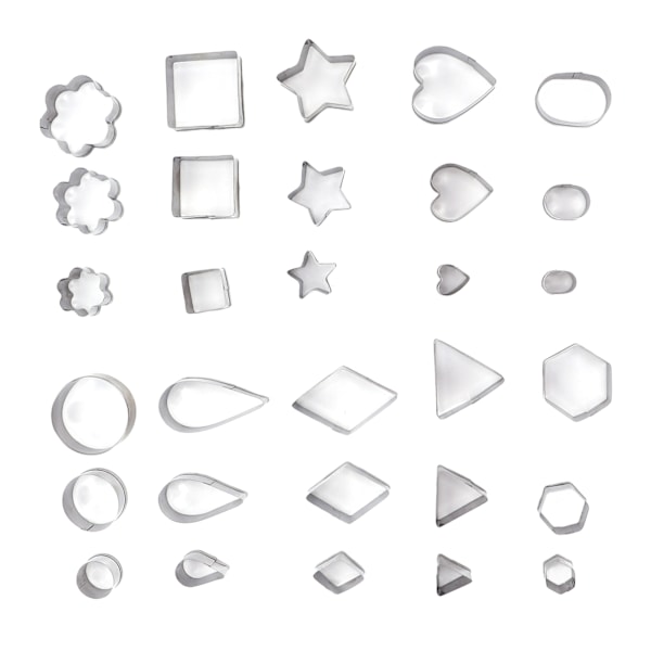 30 stk kakeform i rustfritt stål, mini geometrisk mønster, utsøkt utførelse, kakeform