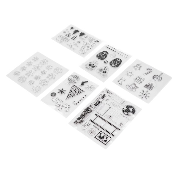 6 ark klare stempler par hodeskalle kart reise juledekorasjon mønster DIY transparente frimerker for kort lage dekorasjon