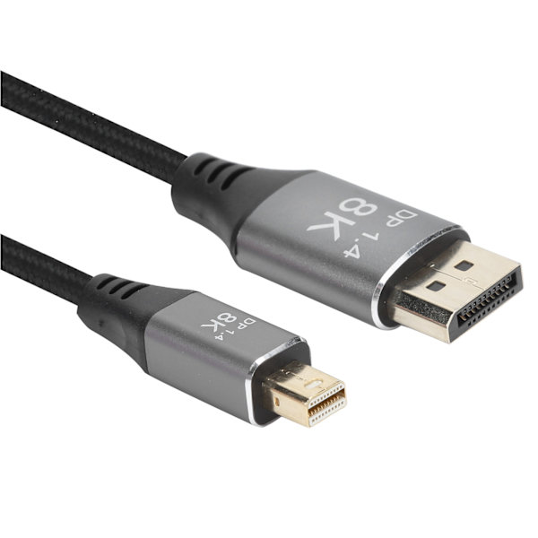 Version 1.4 Mini DP til DP-kabel - To-vejs gensidig konvertering til Displayport-linje 4K@144Hz HD-kabel til computere, tv'er, projektorer, skærme 2 meter