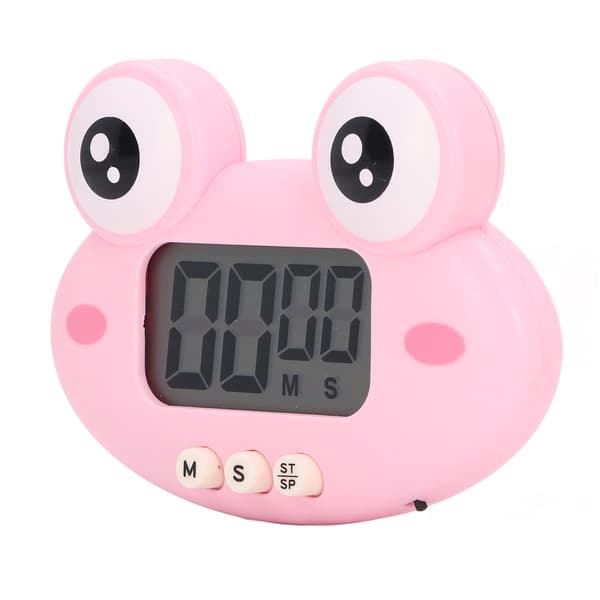 Tecknad digital timer ABS bärbar lättanvänd söt tecknad timer för köksmatlagning rosa groda