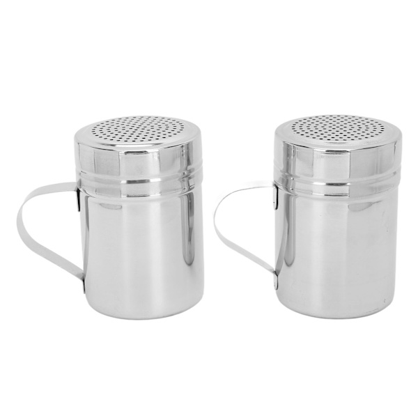 2 stk. rustfrit ståldåse med låg, håndtag, salt, sukker, krydderidåser til madlavning og bagning