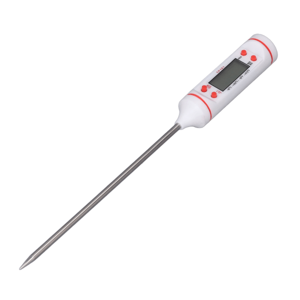 Digital kötttermometer med lång sond omedelbar avläsning mattermometer med stor display för kök matlagning grillning vit