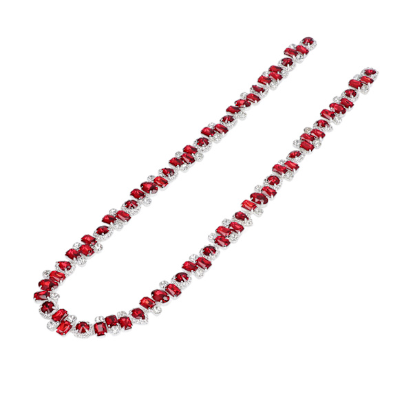 Rhinestone Trim 1 Yard Ljus färg Blekningslös slitstark Tjock iögonfallande bred applicering Strassapplikation Röd