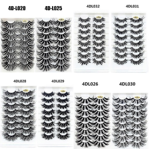 Par 4D Mink Lösögonfransar 25MM Volym Fylliga Tjocka Långa Naturliga Handgjorda Spröda Ögonfransar Ögonmakeup 4DL020