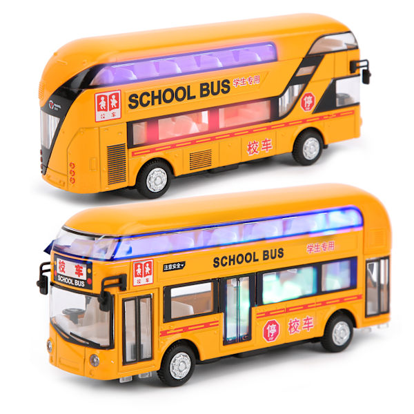 1:50 Barn Dubbeldäckare Buss Leksak Barn Ljud Ljus Simulering Legering Pull-Back Bil LeksakGul