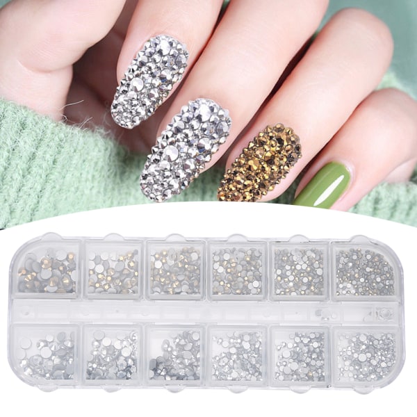 12 Ristiä/laatikko Tasapohjainen Nail Art Strassikivet Nail Art Decoration Manikyyrityökalu7#